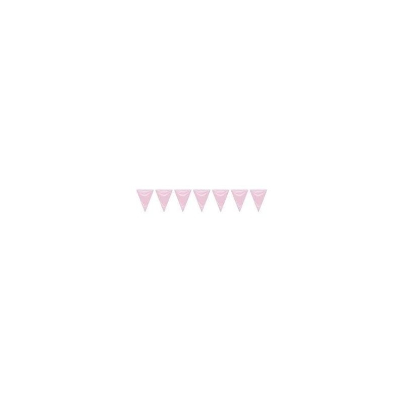 Banderin triangular rosa bebe 25 mt 20x30 cm