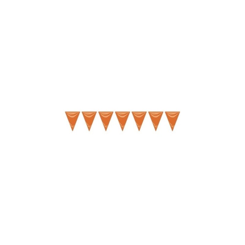 Bandera triangular naranja plastico 25 metros 20x30 cm