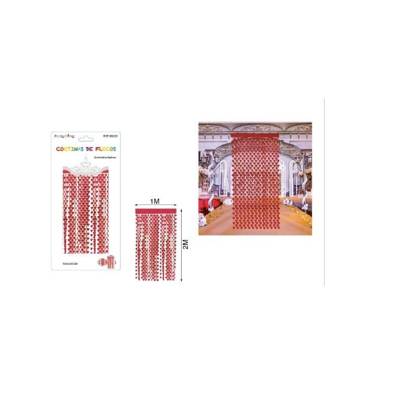 Cortinacoracion corazones rojos 1x2 metros