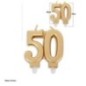 Vela numero 50 junta en oro 8 cm