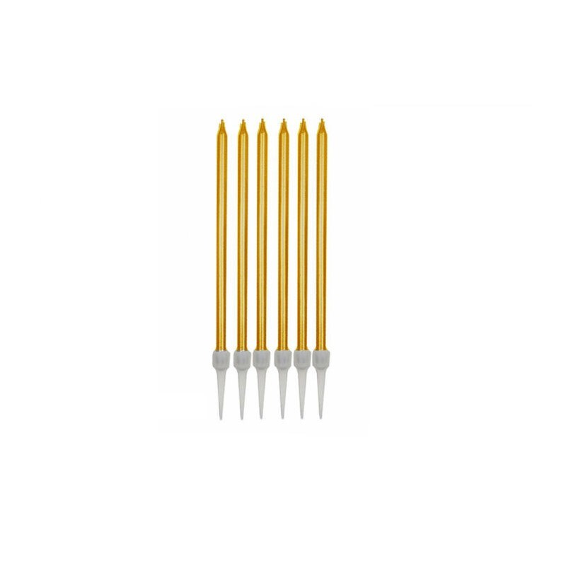 Velas doradas tarta 6 uds 15 cm