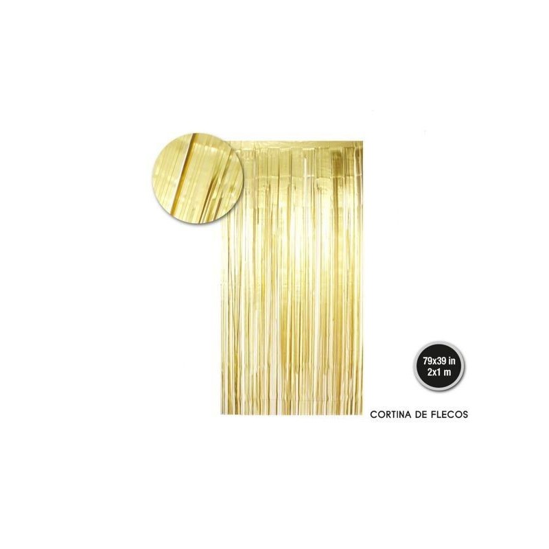 Cortina flecos negro oro mate decoracion 1x2 metros