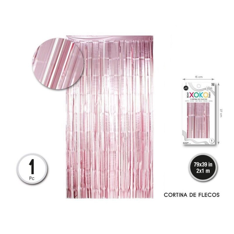 Cortina flecos rosa mate 1x2 metros