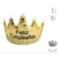 Corona feliz cumpleaños oro o plata con luz
