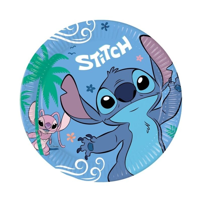 Platos Stitch y angel cumpleaños 8 uds 23 cm