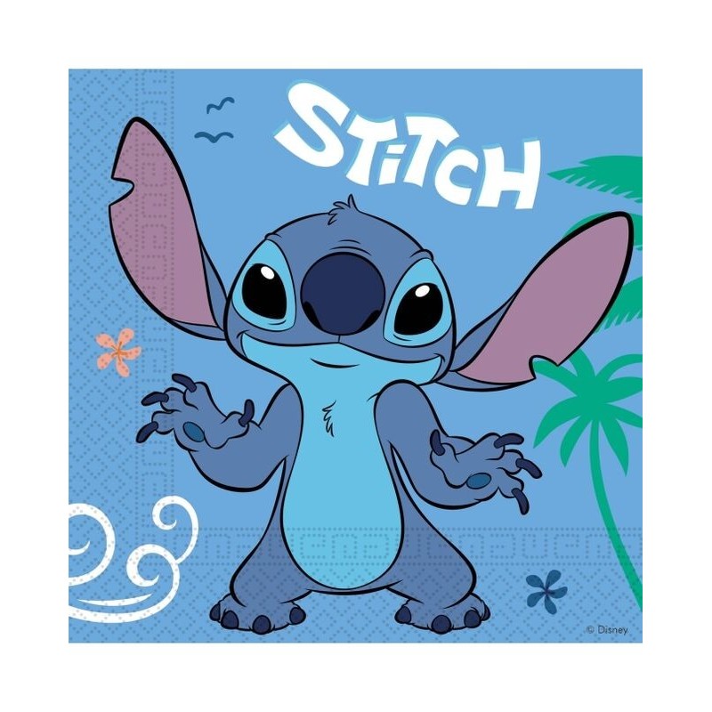Serviletas Stitch y angel cumpleaños 8 uds 23 cm