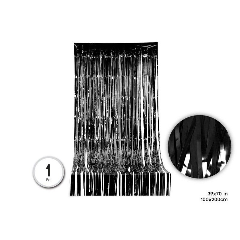 Cortina flecos negra 1x2 metros fiesta