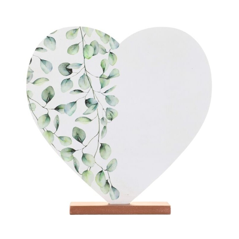 Centro mesa corazon madera 19x4x19 cm