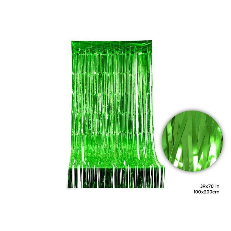 Cortina flecos verde brillo 1x2 metros