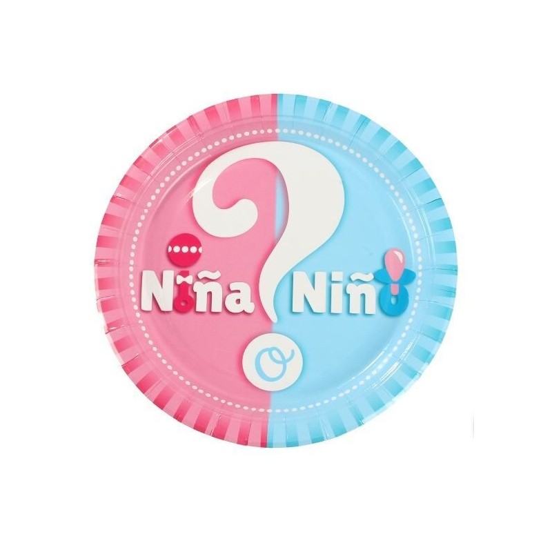 Platos revelacion sexo bebe 6 uds 18 cm