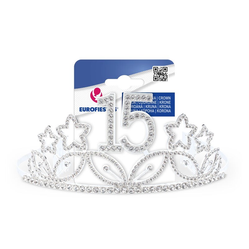 Diadema tiara 15 cumpleaños plata metal