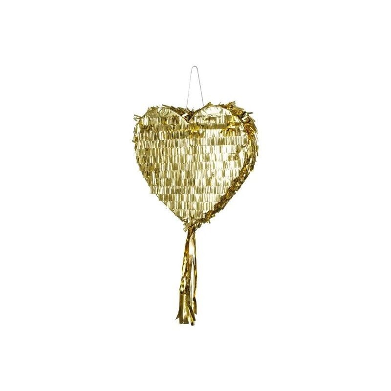 Piñata plegable corazon oro 36x32x10cm