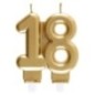 Vela numero 18 junto oro 7,5x9 cm