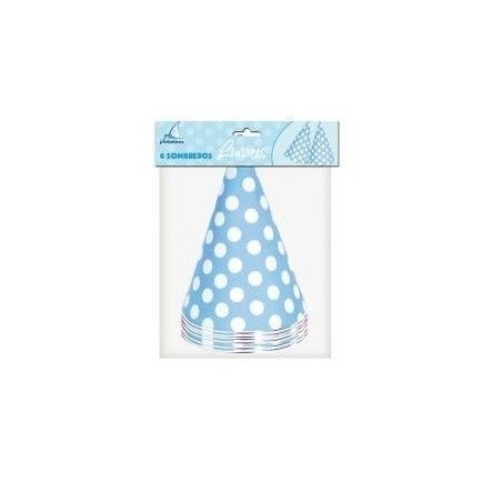 Sombreros azules lunares blancos 6 uds