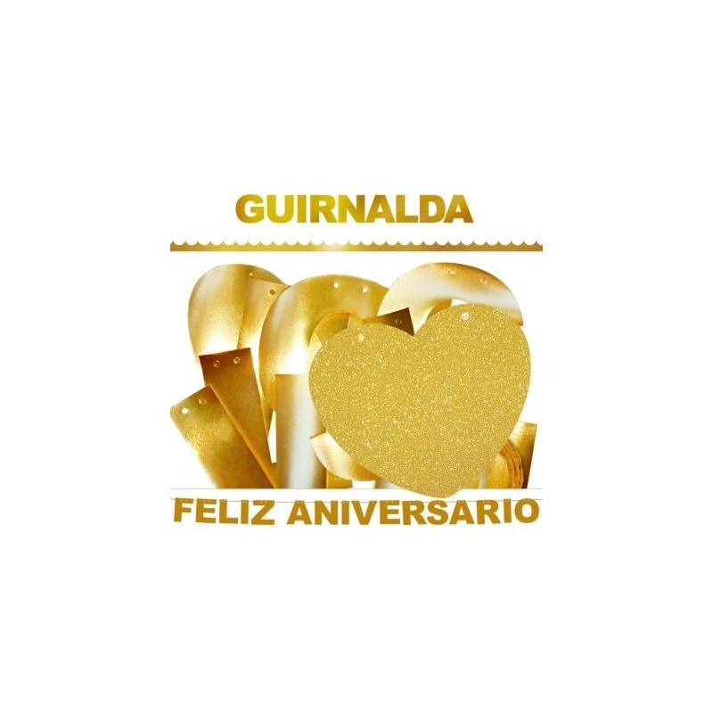 Guirnalda Feliz aniversario oro purpurina