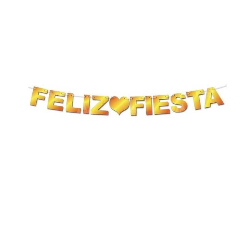 Guirnalda Feliz fiesta oro 3 metros