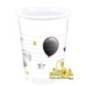 Vasos blancos globos oro y plata cumpleaños 8 uds 200 ml