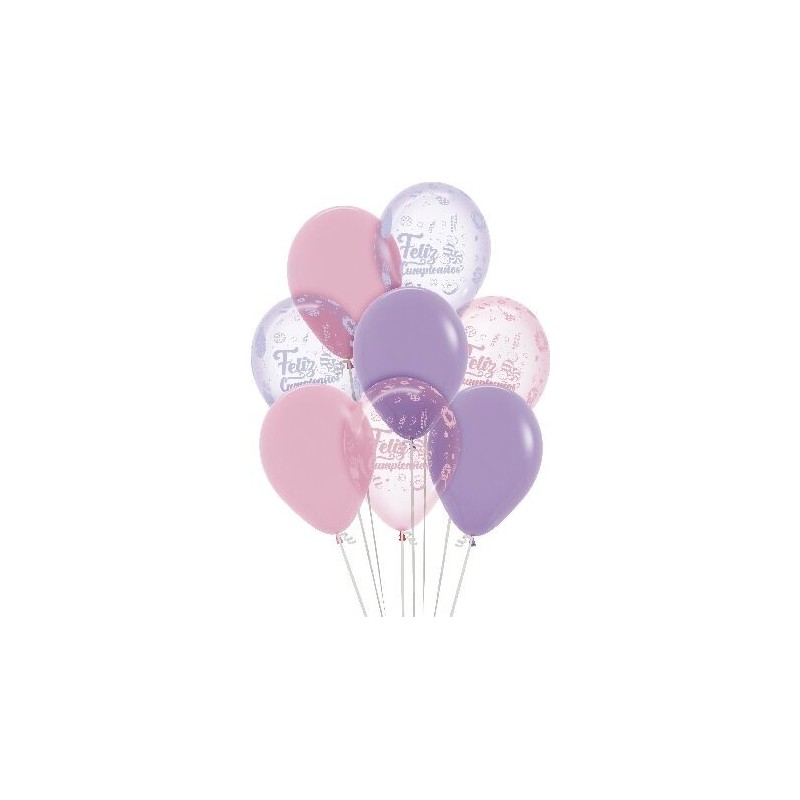 Bouquet globos feliz cumpleaños 12 uds