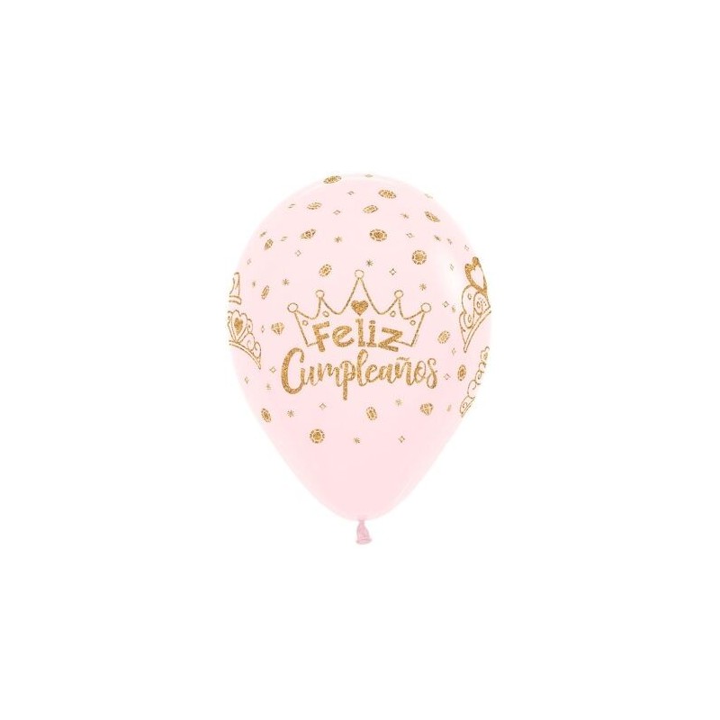 Globos feliz cumpleaños gliter oro 12 uds