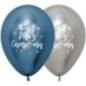 Globos feliz cumpleaños reflex azul y plata 12 uds