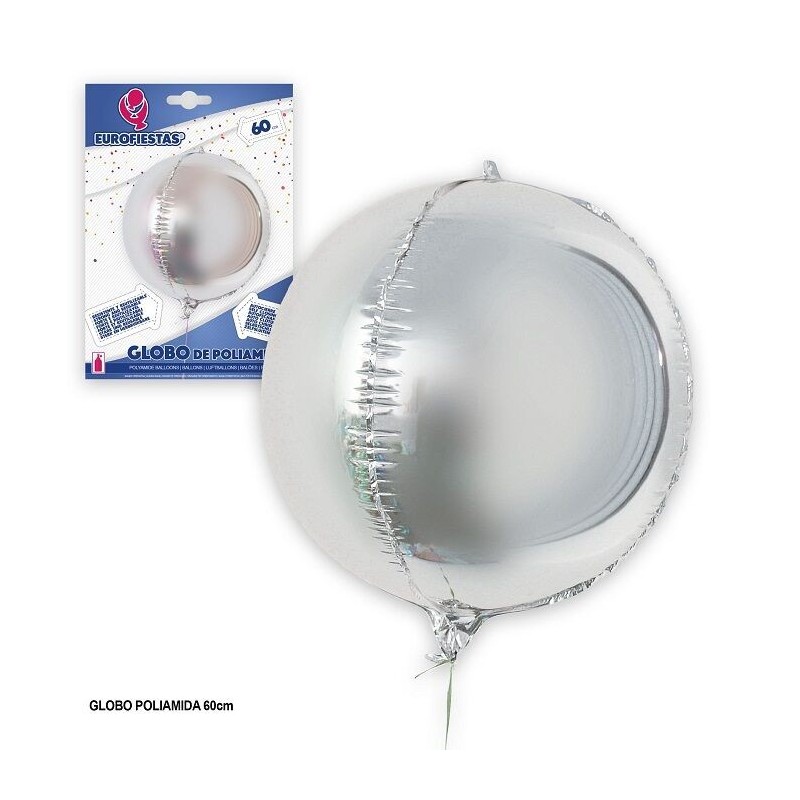 Globo redondo 4D plata 60 cm