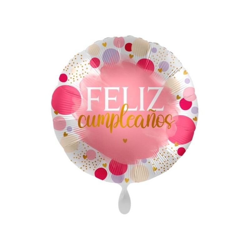 Globo feliz cumpleaños tonos rosa 43 cm