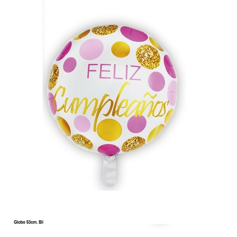 Globo Feliz cumpleaños oro y rosa 53 cm