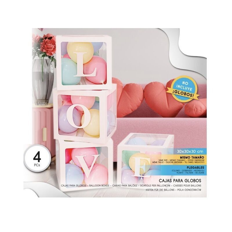 Cajas globos blancas love 4 uds 30 cm