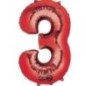 Globo numero 3 rojo foil helio o aire 86x55 cm