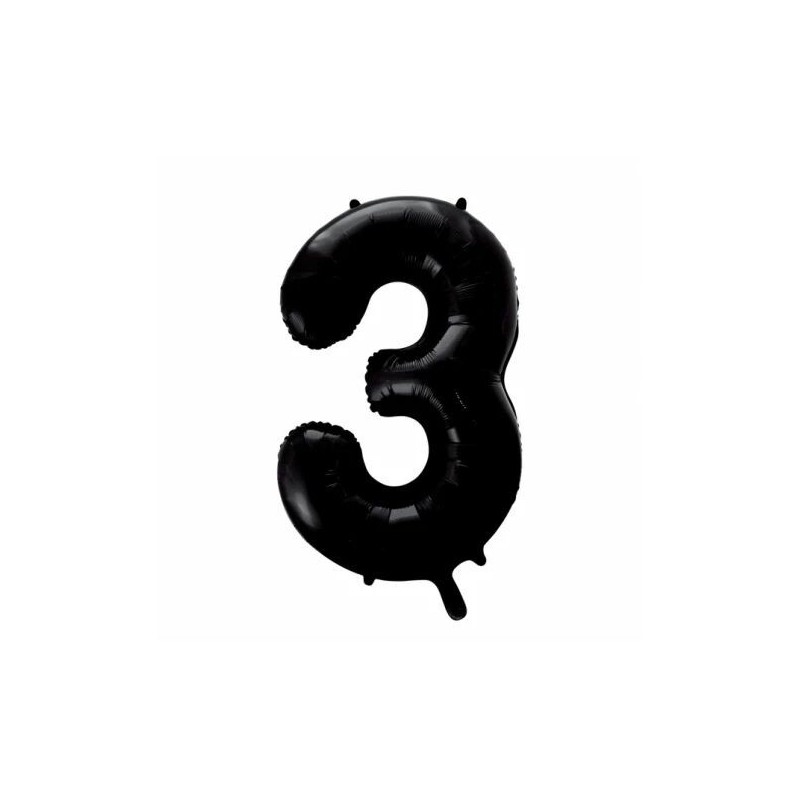 Globo helio numero 3 negro 86 cm foil