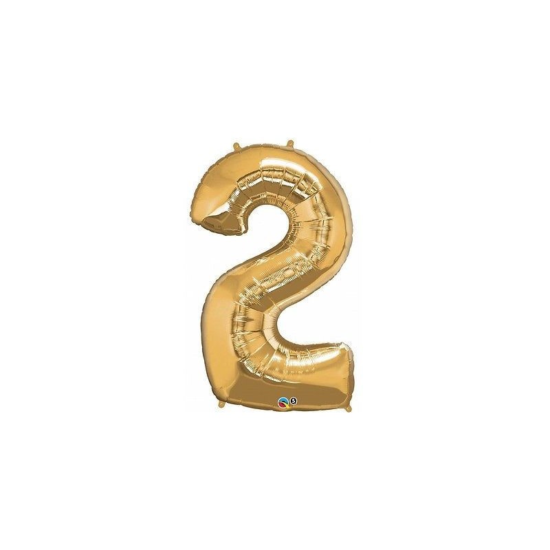 Globo numero 2 oro foil helio o aire 88x53 cm