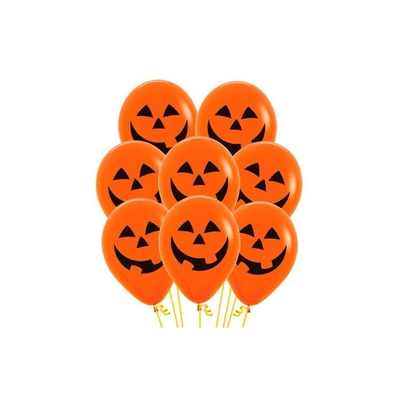 Globos naranjas calabazas 8 uds 30 cm