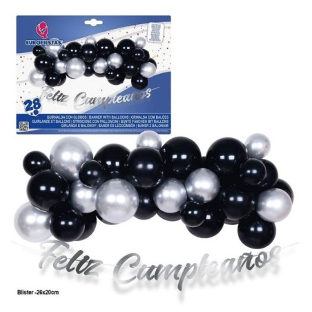 Set-Globos-negros-y-plata-con-feliz-cumpleanos-plata-8435127115702-11570