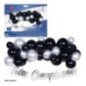Set Globos negros y plata con feliz cumpleaños plata