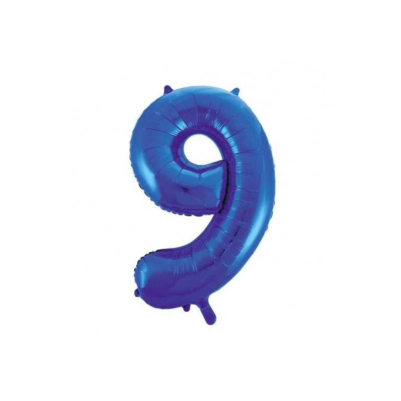 Globo numero 9 azul 86 cm foil helio o aire