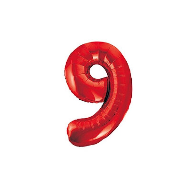 Globo numero 9 rojo 86 cm foil helio o aire