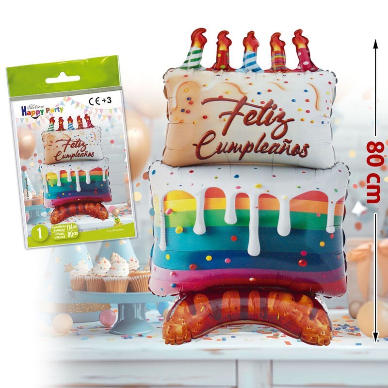 Globo Tarta Feliz Cumpleños 80 cm aire