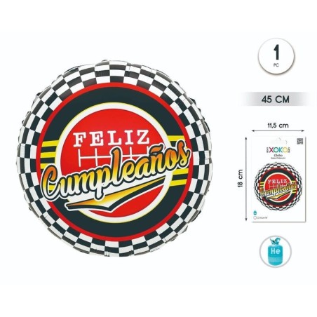 Globo-foil-redondo-feliz-cumpleanos-carreras-F145-cm-8433584934119-93411
