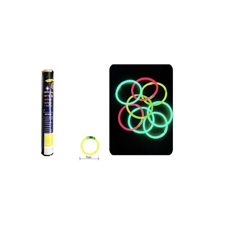 Palos luminosos glow 50 uds con adaptador pulsera