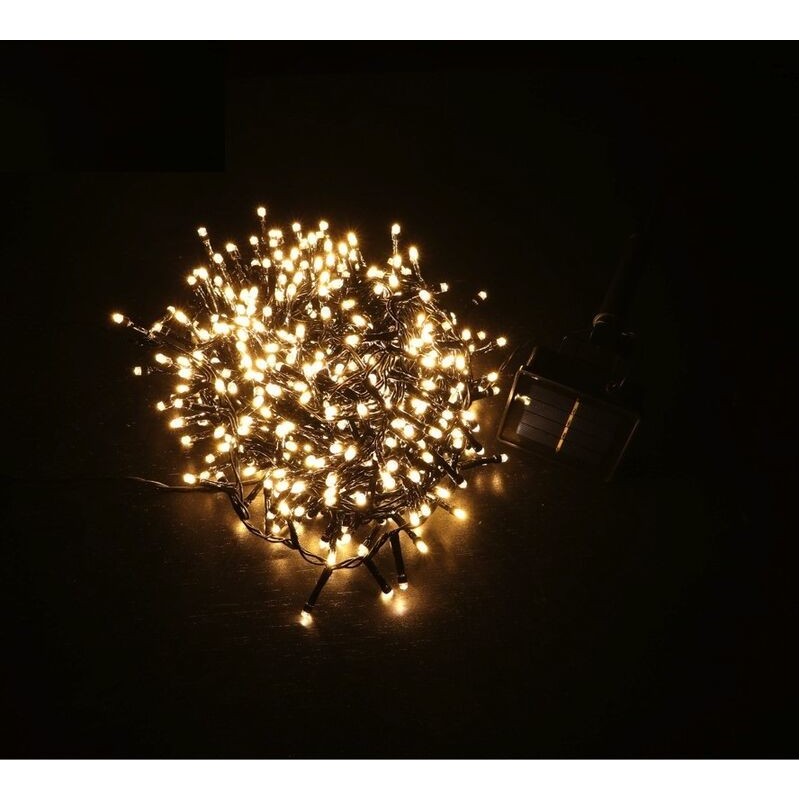 Luces navidad 560 led blanco calido multifuncion exterior solar