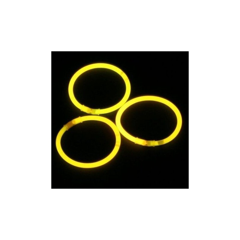 Pulseras glow 100 uds amarillas unicolor brillan en la oscuridad