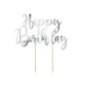 Topper tarta Happy Birthday plata 22,5 cm