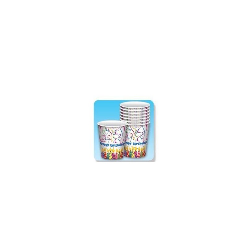 Vasos happy birthday 8 und. feliz cumpleaños