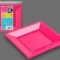 Plato fucsia cuadrado llano 23 cm 3 uds