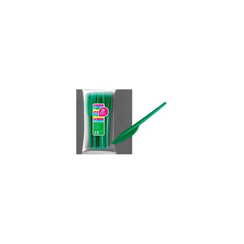Cuchillo grande verde plastico 15 uds