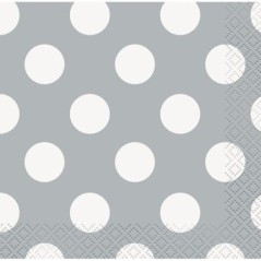 Servilletas plata de lunares blancos  16 uds