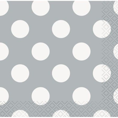 Servilletas plata lunares blancos 16 uds