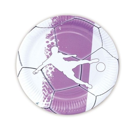 Platos cumpleaños morado y blanco colores real madrid 8 uds