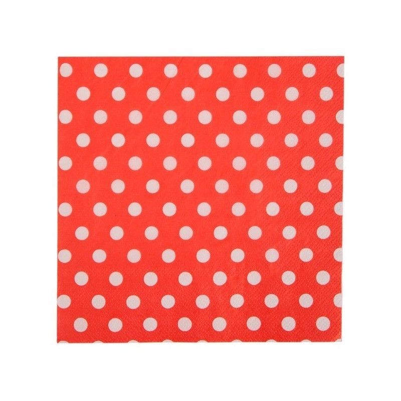 Servilletas rojas lunares blancos 20 uds 33x33 cm