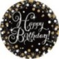 Platos happy birthday 23 cm negro y oro